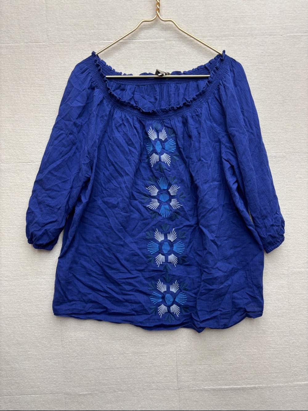 Tommy BAHAMA | XL Blue Embroidered Peasant Top - Women